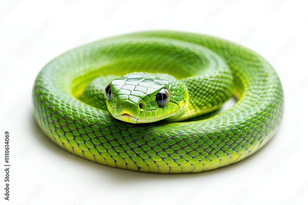 Green snake full-body photorealistic isolated Green snake full-body photorealistic isolated