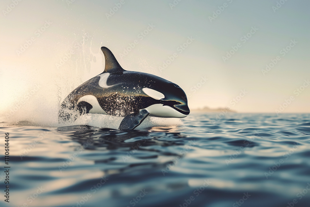 Fototapeta premium Fantastically beautiful majestic huge whale in deep ocean