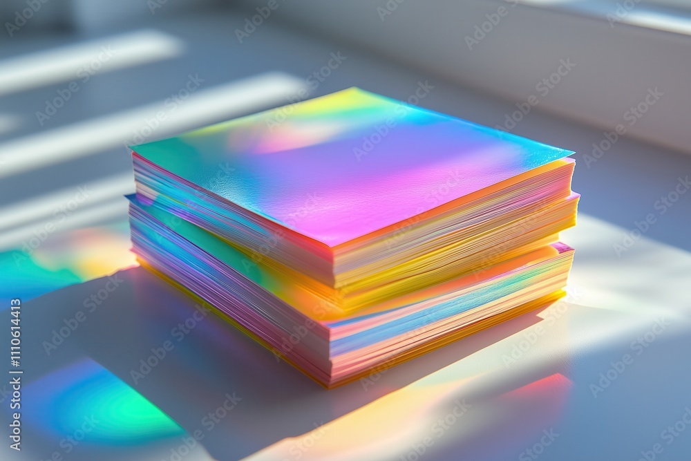 a stack of holographic post it notes a stack of holographic post it notes