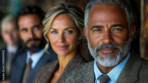 Three professionals pose together in a cozy environment, exuding confidence