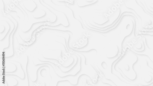 Abstract white papercut curved multi layers and shadow. Paper topography pattern art 3d vector for banner. Material design concept background illustration.