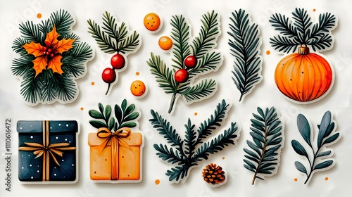 sticker, Christmas gift, Advertising promotion art style, Generative Al