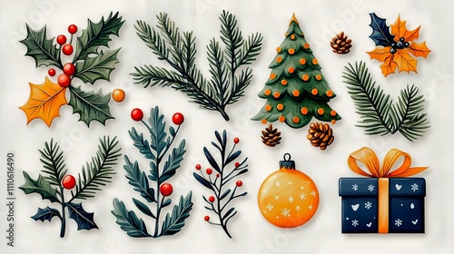 sticker, Christmas gift, Advertising promotion art style, Generative Al