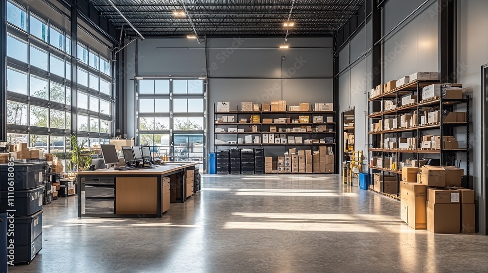 a spacious warehouse office hybrid with a dedicated desk area and industrial shelving in the background. --ar 16:9 --style raw --stylize 250 --v 6.1 Job ID: fda1756c-60c1-4bca-b600-d6889fe8009a a spacious warehouse office hybrid with a dedicated desk area and industrial shelving in the background. --ar 16:9 --style raw --stylize 250 --v 6.1 Job ID: fda1756c-60c1-4bca-b600-d6889fe8009a