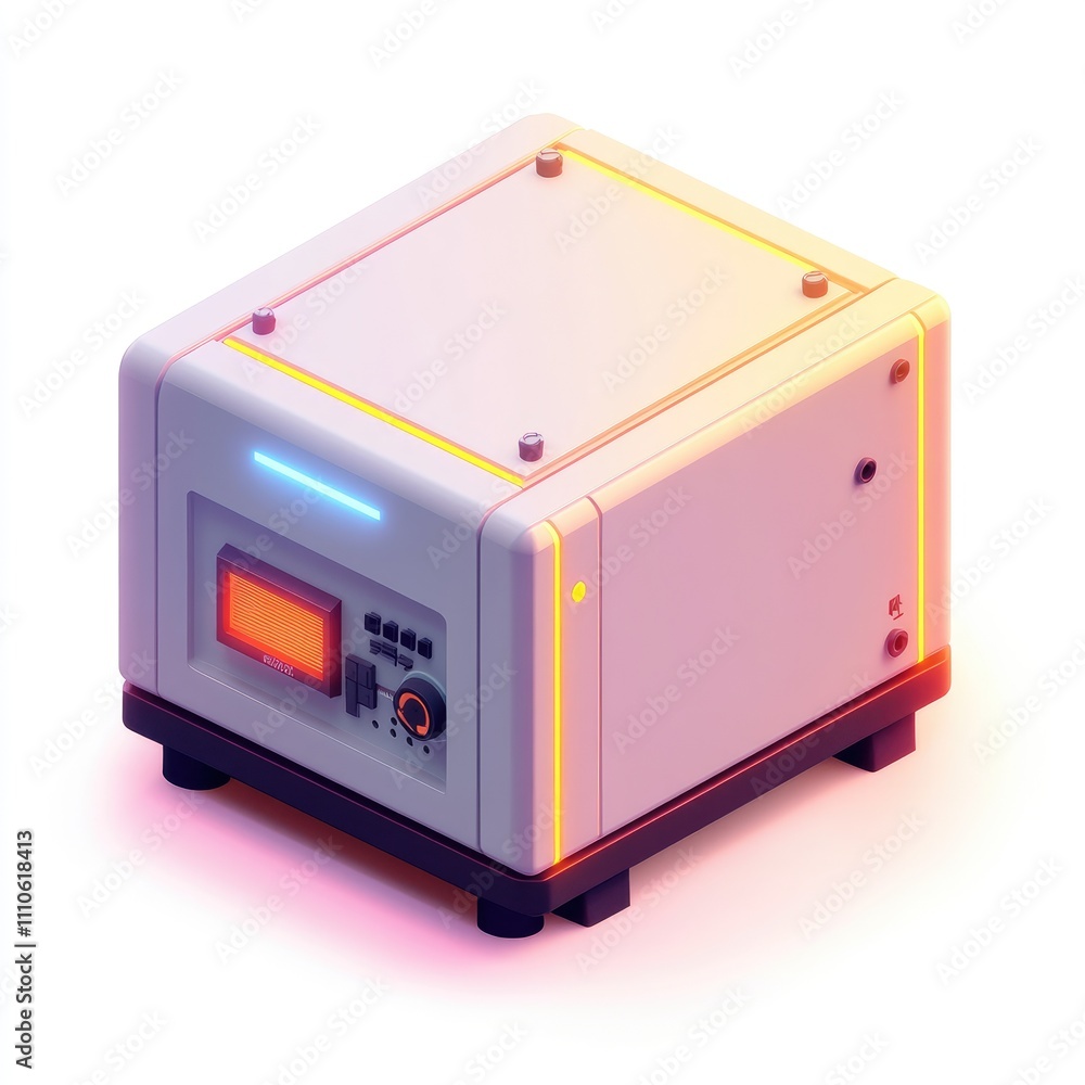 Isometric illustration of a futuristic device. Isometric illustration of a futuristic device.
