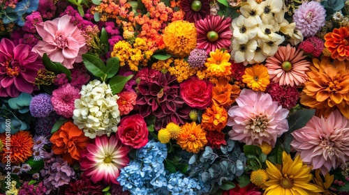 A vibrant profusion of colorful autumn flowers