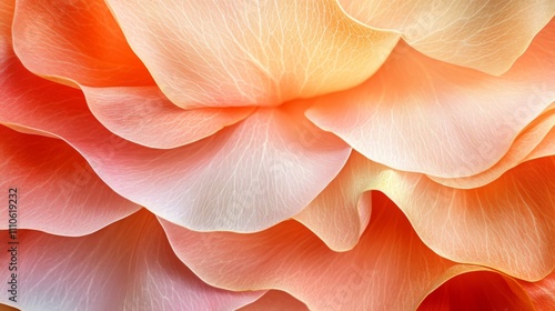 Delicate Peach Rose Petals Close Up View