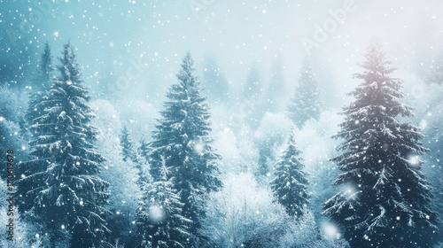 Wallpaper Mural Enchanting Winter Wonderland with Snow-Covered Evergreens and a Misty Atmosphere Torontodigital.ca