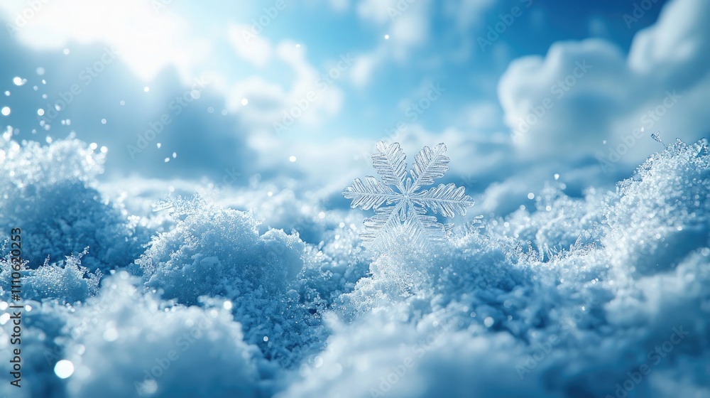 A beautiful, snowflakes in the snow, with delicate ripples of ice crystals A beautiful, snowflakes in the snow, with delicate ripples of ice crystals