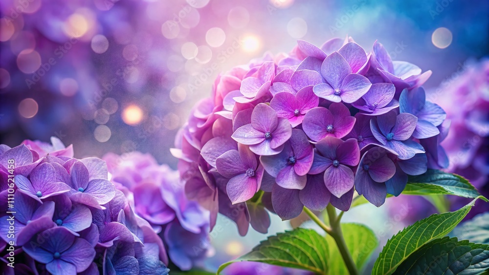 Beautiful Closeup of Blooming Purple Hydrangea with Double Exposure Technique for Soft Floral Background Perfect for Greeting Cards and Floral Themed Designs Beautiful Closeup of Blooming Purple Hydrangea with Double Exposure Technique for Soft Floral Background Perfect for Greeting Cards and Floral Themed Designs
