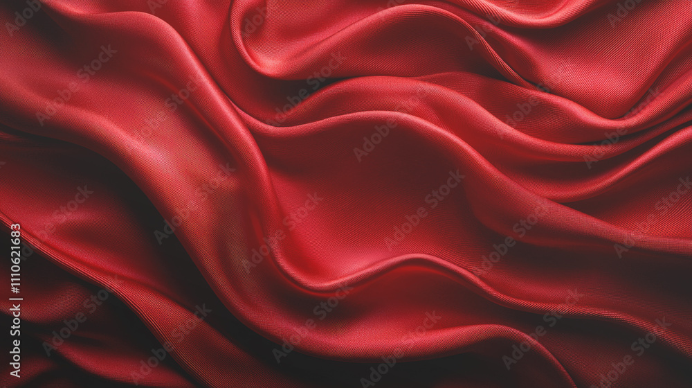 Obraz premium Abstract red silk fabric elegant curved shape background.