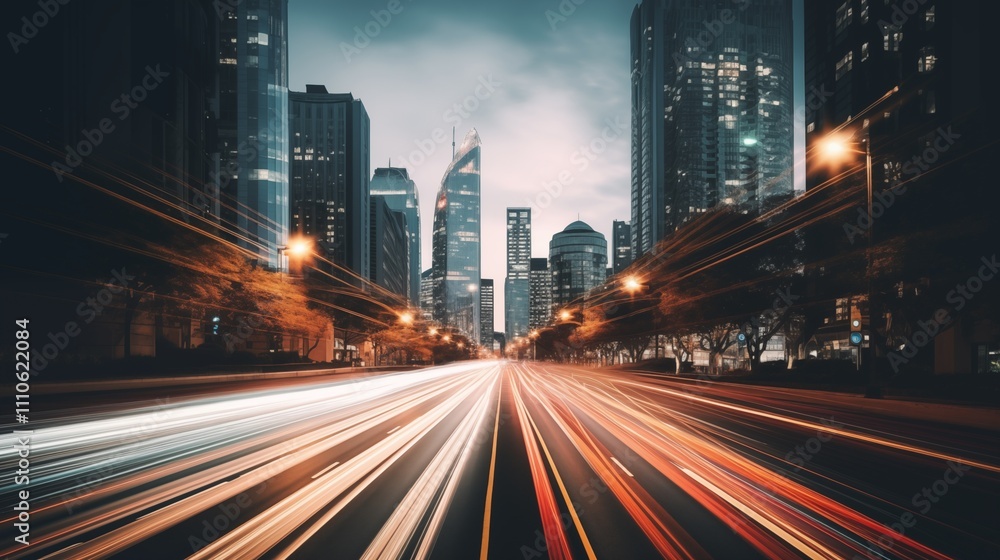 A dramatic long exposure shot of a nighttime scene with ambient city lights. The background is a soft gradient of colors, with the subject in the center and empty ,generative ai illustration A dramatic long exposure shot of a nighttime scene with ambient city lights. The background is a soft gradient of colors, with the subject in the center and empty ,generative ai illustration