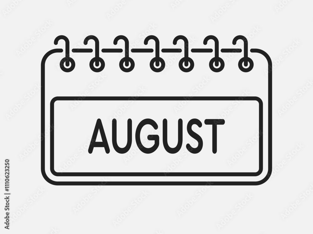 Vector template icon page calendar, month August Vector template icon page calendar, month August