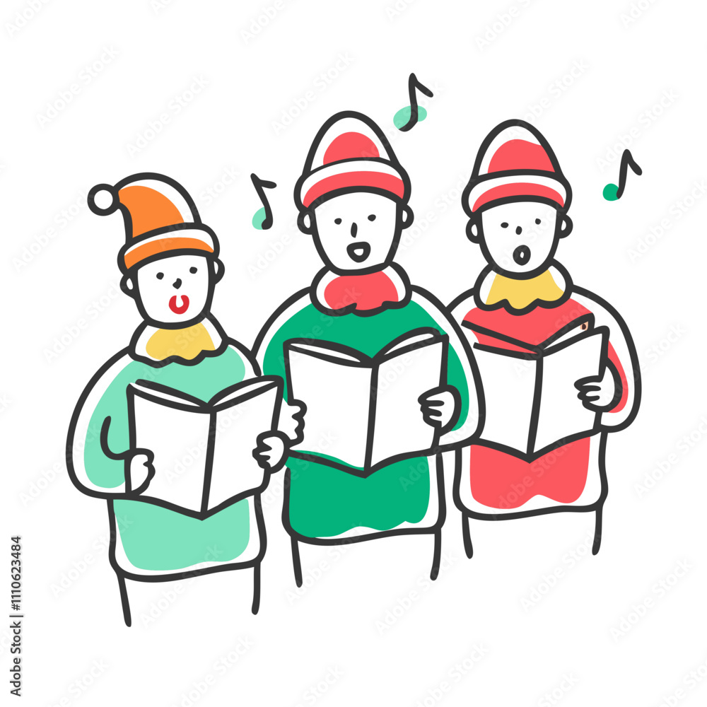 Fototapeta premium carolers singing Illustration, christmas vector illustration - flat illustration of acarolers singing, symbolizing holiday celebrations. christmas illustration.