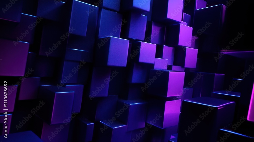 Abstract Purple and Blue Cubes Background Abstract Purple and Blue Cubes Background