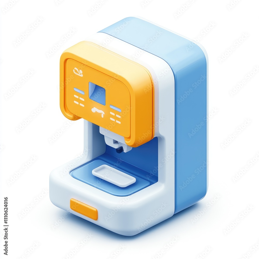 Isometric illustration of a modern coffee machine. Isometric illustration of a modern coffee machine.
