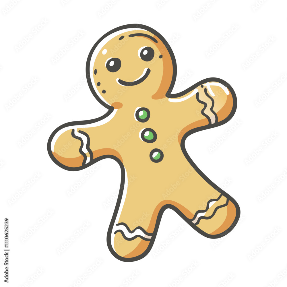 Obraz premium gingerbread man Illustration, christmas vector illustration - flat illustration of agingerbread man, symbolizing holiday celebrations. christmas illustration.