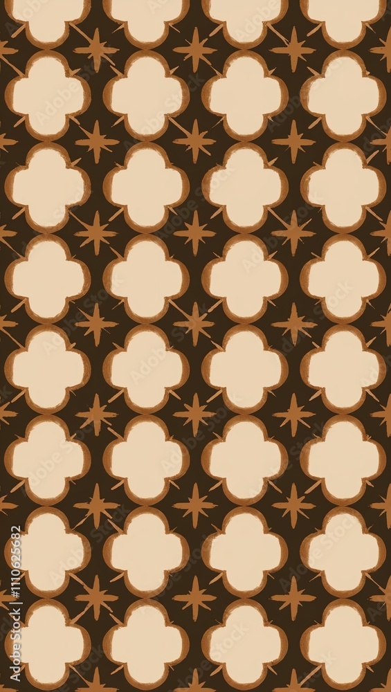 Naklejka premium Brown Cross pattern hand drawn design on Black background illustration