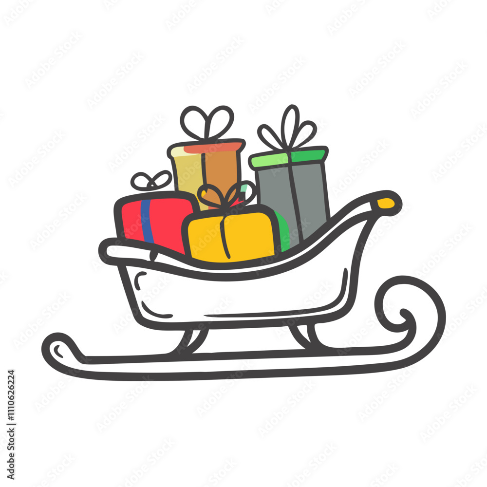 sled with gifts Illustration, christmas vector illustration - flat illustration of asled with gifts, symbolizing holiday celebrations. christmas illustration. sled with gifts Illustration, christmas vector illustration - flat illustration of asled with gifts, symbolizing holiday celebrations. christmas illustration.