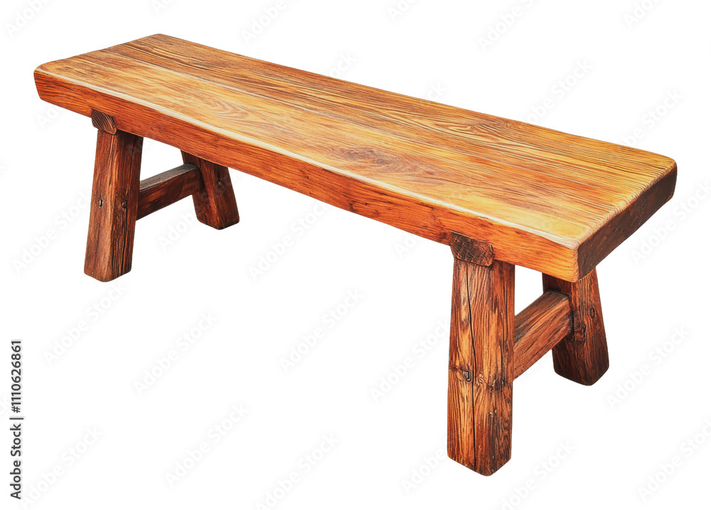 Rustic wooden bench displayed in natural setting, cut out - stock png. Rustic wooden bench displayed in natural setting, cut out - stock png.
