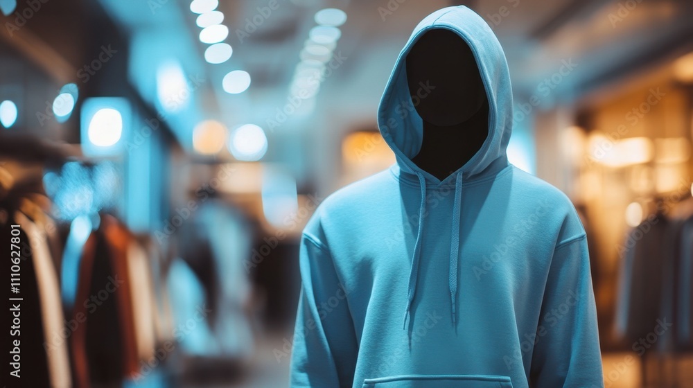 Hooded Sweatshirt Mannequin in Stylish Clothing Store Interior Hooded Sweatshirt Mannequin in Stylish Clothing Store Interior