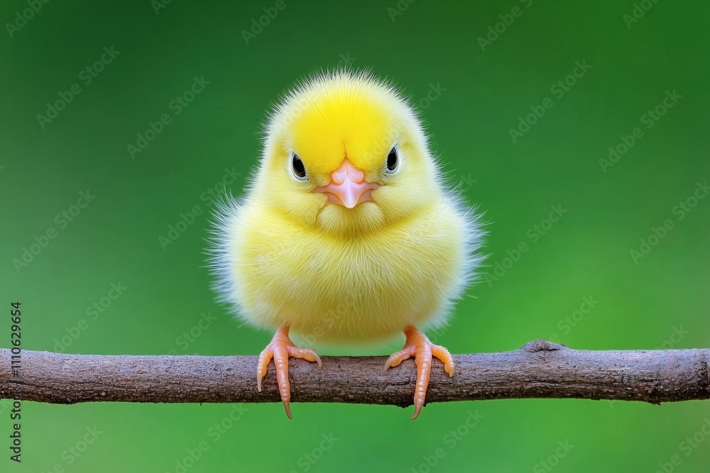 A close-up of a canary perched on a twig, its bright yellow feathers glowing in the light A close-up of a canary perched on a twig, its bright yellow feathers glowing in the light