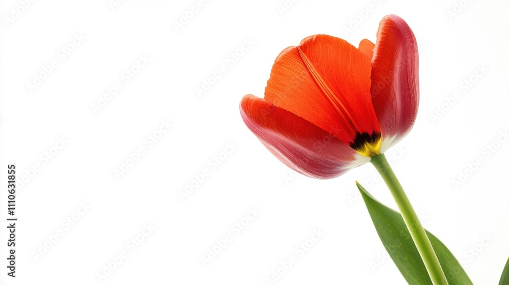 Beautiful Red Tulip Against a Clean White Background Beautiful Red Tulip Against a Clean White Background