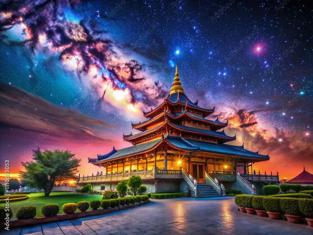 Captivating Architectural Photography Under a Starry Night Sky for Stargazing Enthusiasts with a Thousand Stars Lighting Up the Landscape Captivating Architectural Photography Under a Starry Night Sky for Stargazing Enthusiasts with a Thousand Stars Lighting Up the Landscape