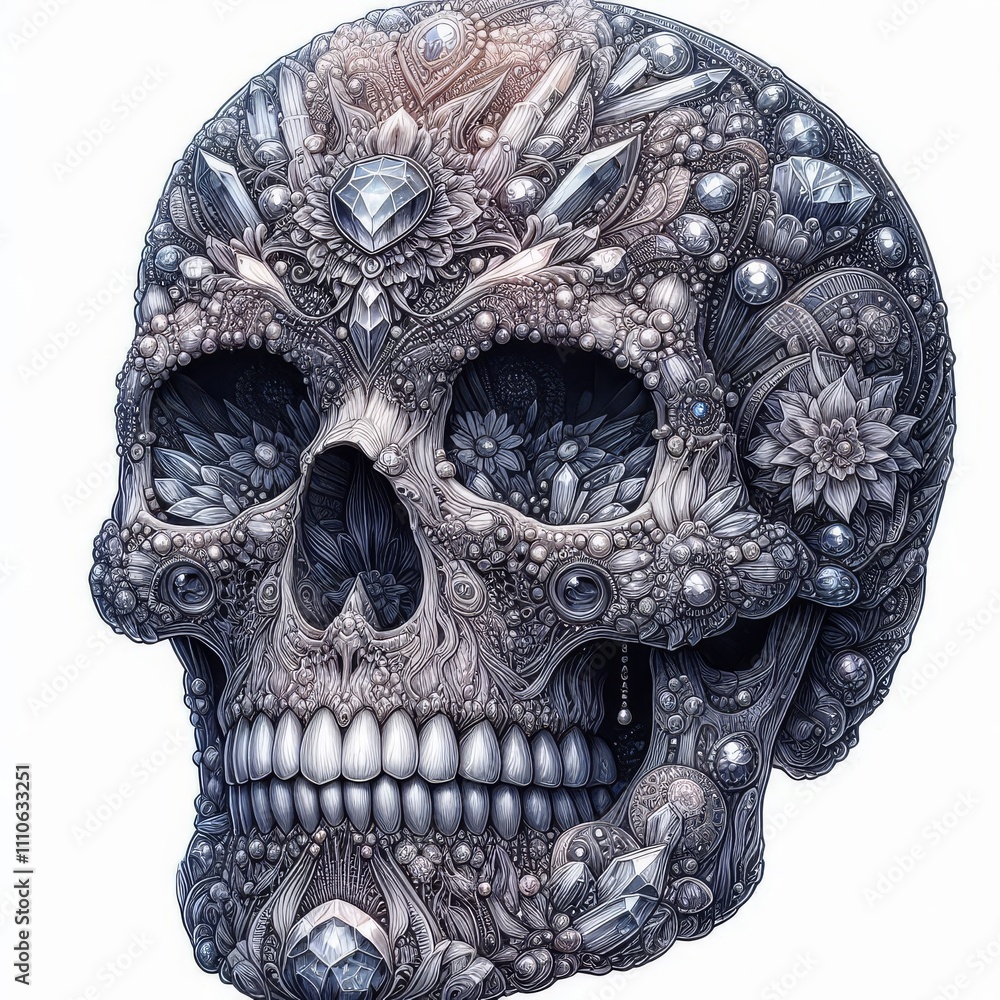 detailed crystal skull on white background
detailed crystal skull on white background