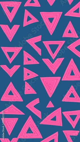 Pink Parallelogram pattern hand drawn design on Brown background illustration