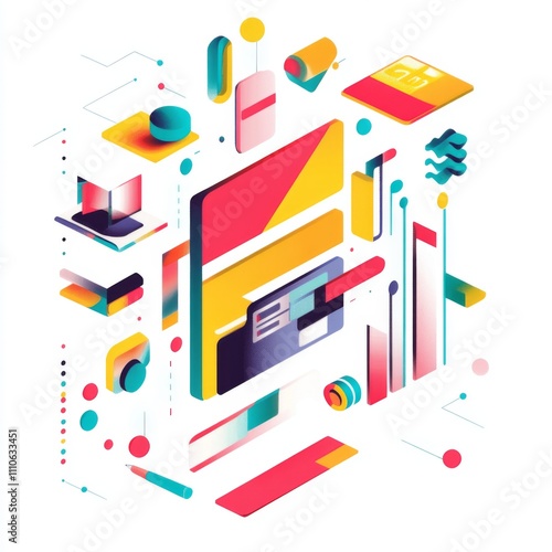 Colorful Isometric E commerce Web Design Online Shopping Digital Marketing UI UX Design App