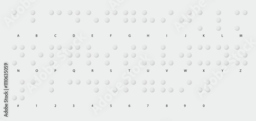 braille 3D dotes on white isolated vector