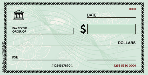 blank check with free space for writing. blank check - vector illustration	