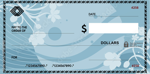 blank check with free space for writing. blank check - vector illustration	