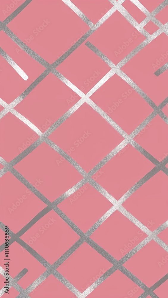 Fototapeta premium Silver Cross pattern hand drawn design on Pink background illustration