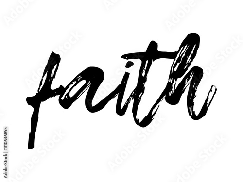 Faith letter Cursive Calligraphy Typography Black text letters isolated on white background ideal for shirts and posters