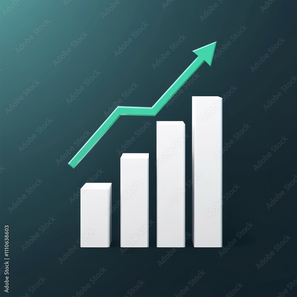 Growing graph, bar, growths chart on dark background Growing graph, bar, growths chart on dark background