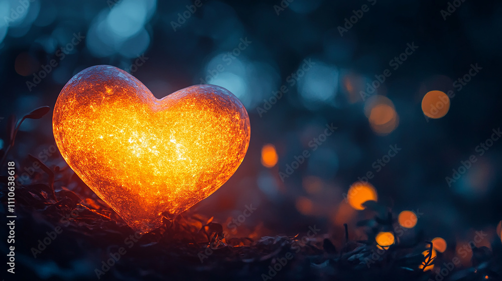 Glowing heart-shaped light in the dark Glowing heart-shaped light in the dark