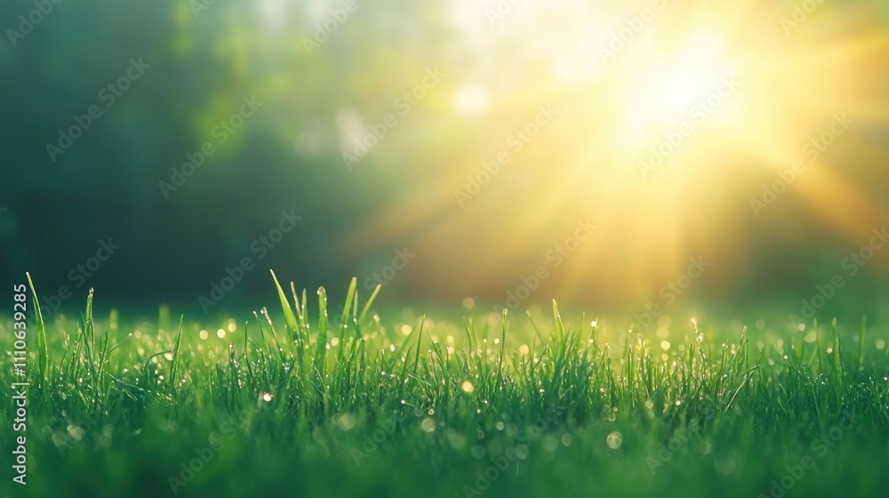 Morning dew glimmers on lush green grass nature scene early light tranquil environment close-up view refreshing concept Morning dew glimmers on lush green grass nature scene early light tranquil environment close-up view refreshing concept