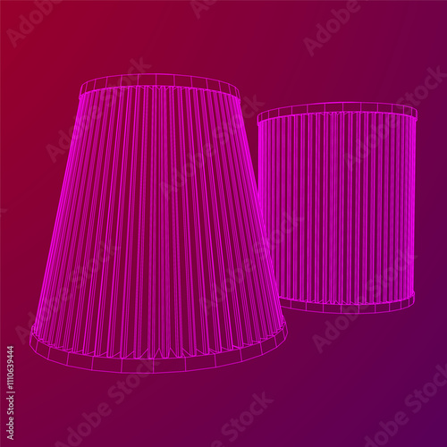 Car engine air filter. Auto spare part. Car care service maintenance. Wireframe low poly mesh vector illustration.