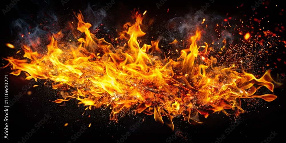 Captivating Drone Photography of Fire Flames with Sparks Against a Dark Background, Showcasing the Intensity of Flames and the Beauty of Fire in Stunning Detail Captivating Drone Photography of Fire Flames with Sparks Against a Dark Background, Showcasing the Intensity of Flames and the Beauty of Fire in Stunning Detail