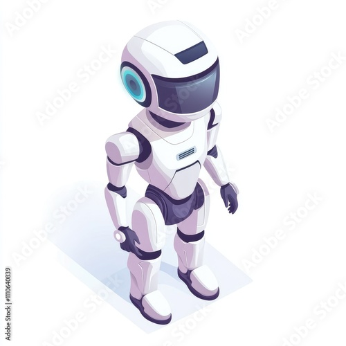 Isometric view of a friendly white robot.