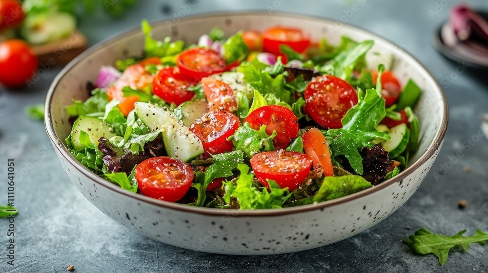 Fresh Green Salad with Tomatoes and Cucumber Fresh Green Salad with Tomatoes and Cucumber