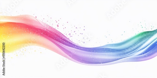 Colorful Abstract Wave Background Flowing Rainbow Hues White Space