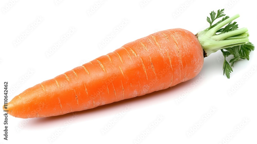 Fresh carrot with green leaves on a white isolated background. Fresh carrot with green leaves on a white isolated background.