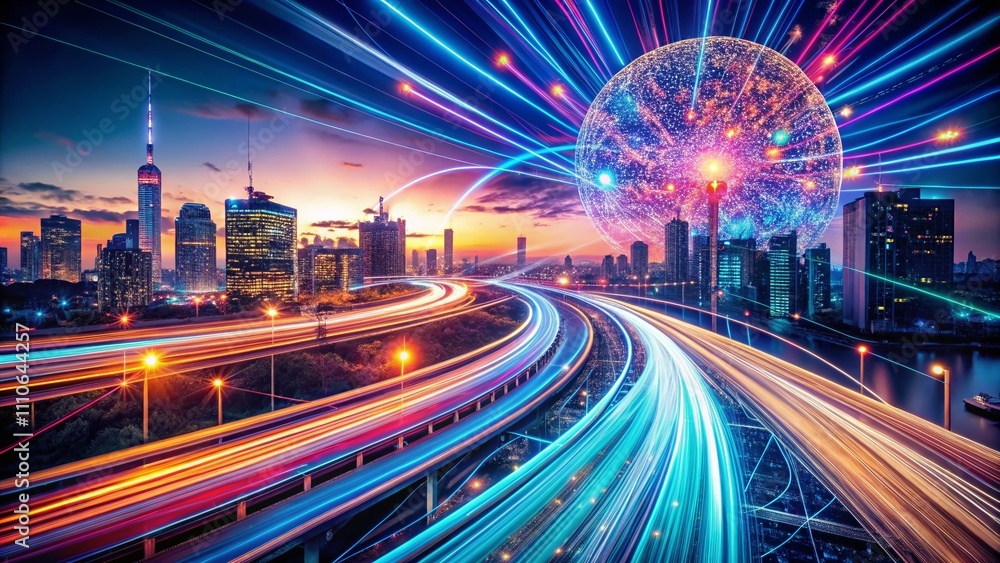 Captivating Long Exposure Imagery Illustrating the Intersection of Artificial Intelligence and Machine Learning in a Futuristic Digital Landscape Captivating Long Exposure Imagery Illustrating the Intersection of Artificial Intelligence and Machine Learning in a Futuristic Digital Landscape