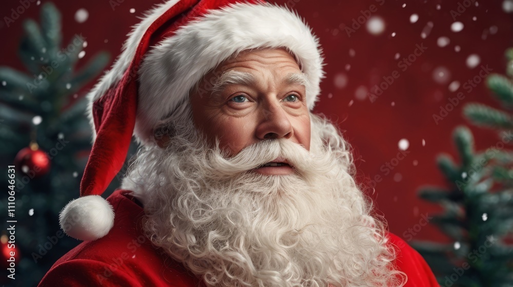 Jolly Santa Claus is Laughing Happily in a Beautiful Snowy Winter Wonderland Jolly Santa Claus is Laughing Happily in a Beautiful Snowy Winter Wonderland
