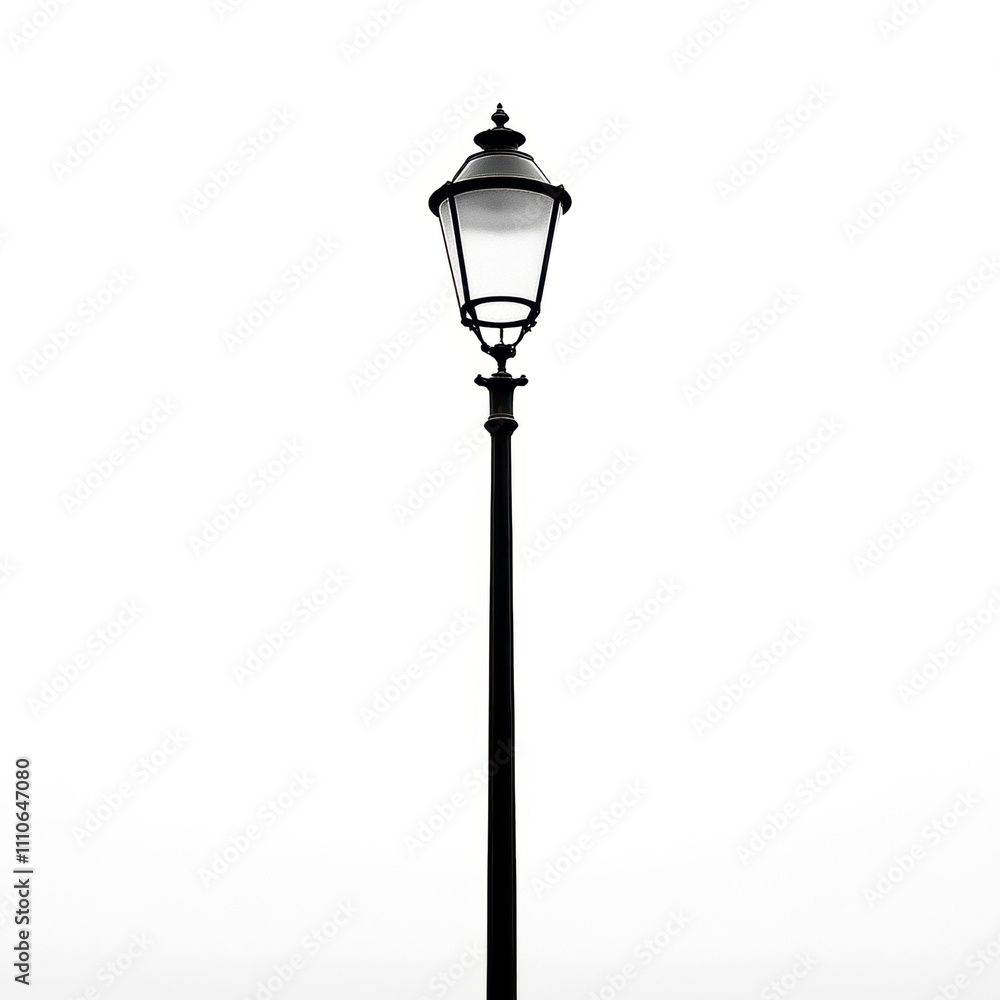 Classic streetlamp silhouette against a white isolated background. Classic streetlamp silhouette against a white isolated background.