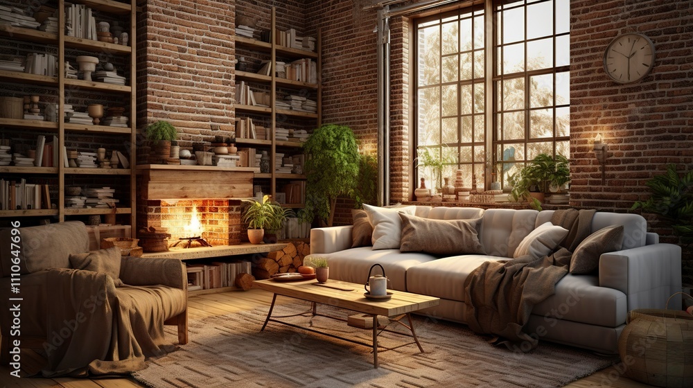 A photo of a cozy and rustic living room A photo of a cozy and rustic living room