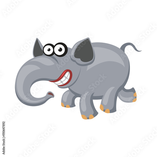 Elephants are large cartoon mammals isolated on a white background